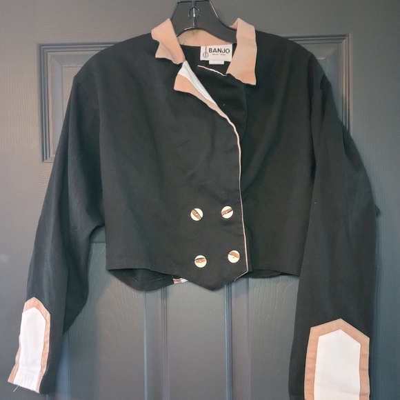 Banjo Tops - Western Horsemanship Shirt VTG Banjo Cowgirl Contrast Monochrome Equestrian Top
